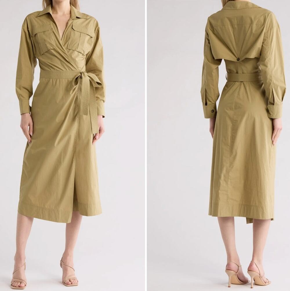 A.L.C. NEW Clarissa $498 Belted Midi Shirtdress Elmwood Trench Dress Women 2 ALC